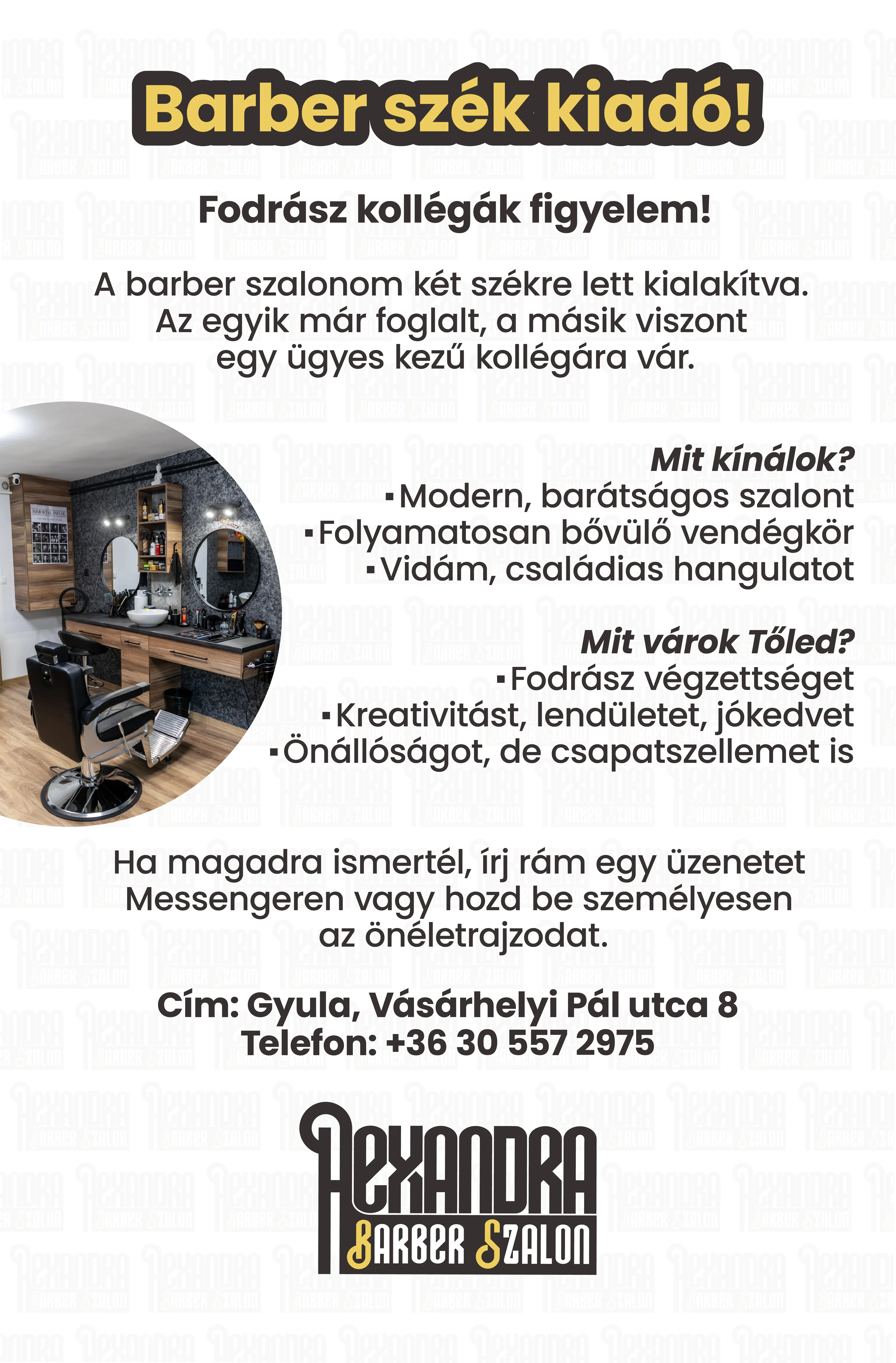 Barber szék kiadó kiadvány