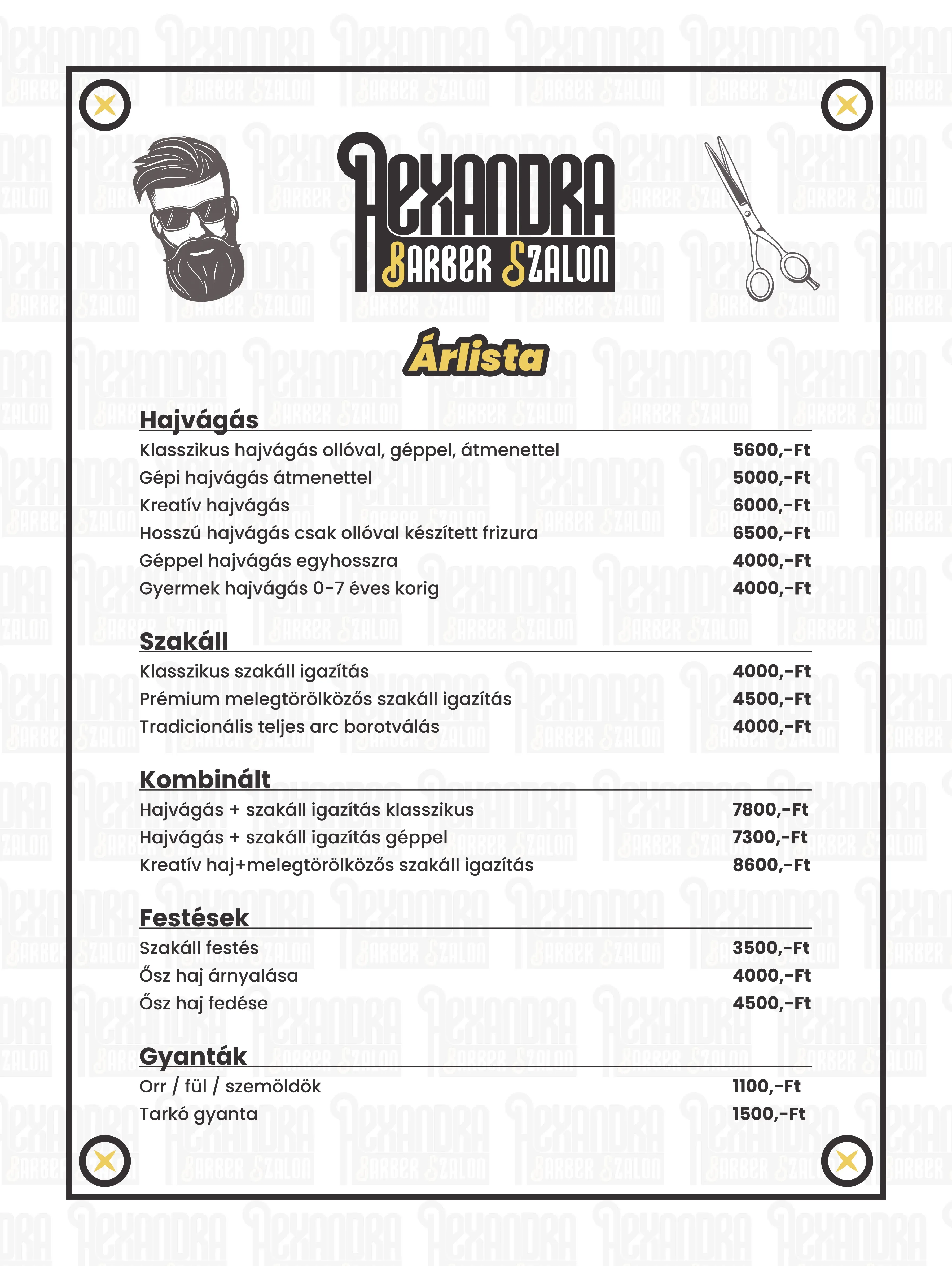 Árlista 1. verzió